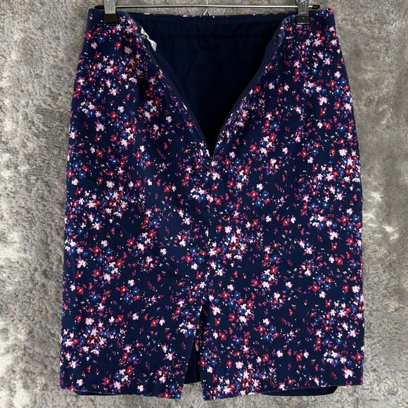 J Crew Size 2 Floral Print Knee Length Pencil Skirt Multi Colored Zip Casual - Picture 4 of 7